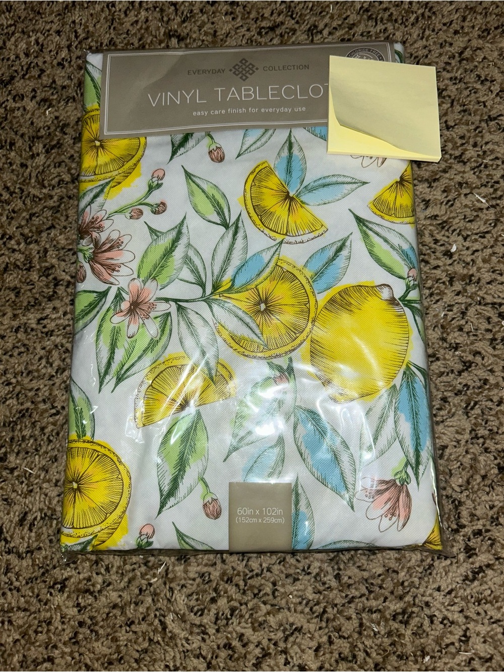 Yellow Lemon Vinyl Tablecloth - Citrus Floral Design